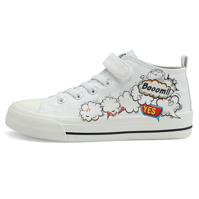 Pop Art Boom Kids High Top Canvas Shoes