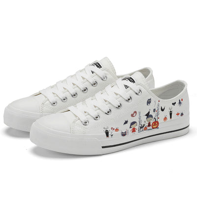 Halloween Pumpkin Kids Low Top Canvas Shoes