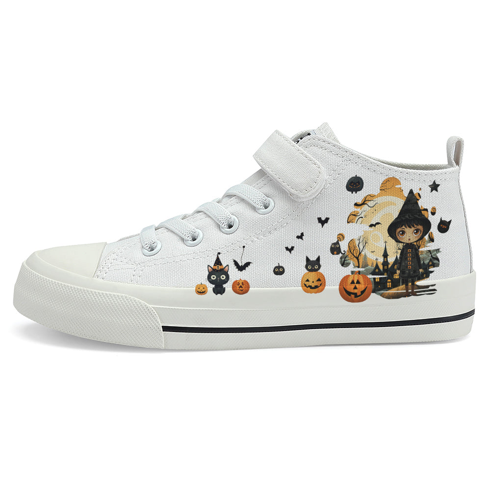 Halloween Castle Witch Kids High Top Canvas Shoes