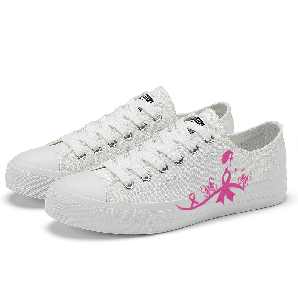 Butterfly Breast Cancer Low Top Canvas Shoes