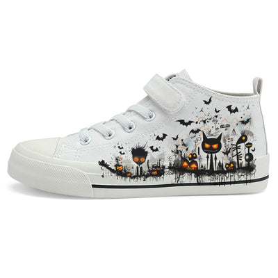 Halloween Basquiat Kids High Top Canvas Shoes