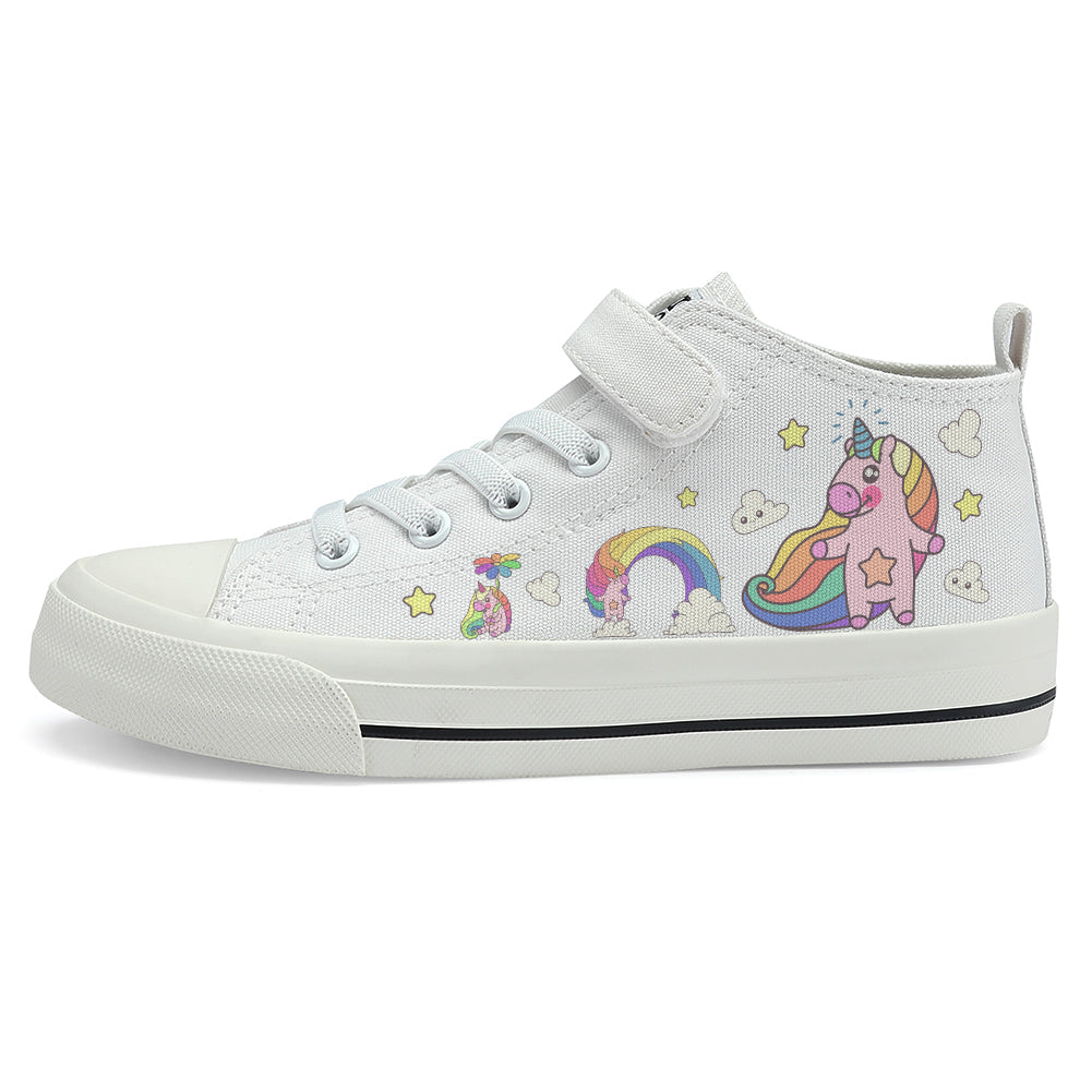 Rainbow Unicorn Kids High Top Canvas Shoes