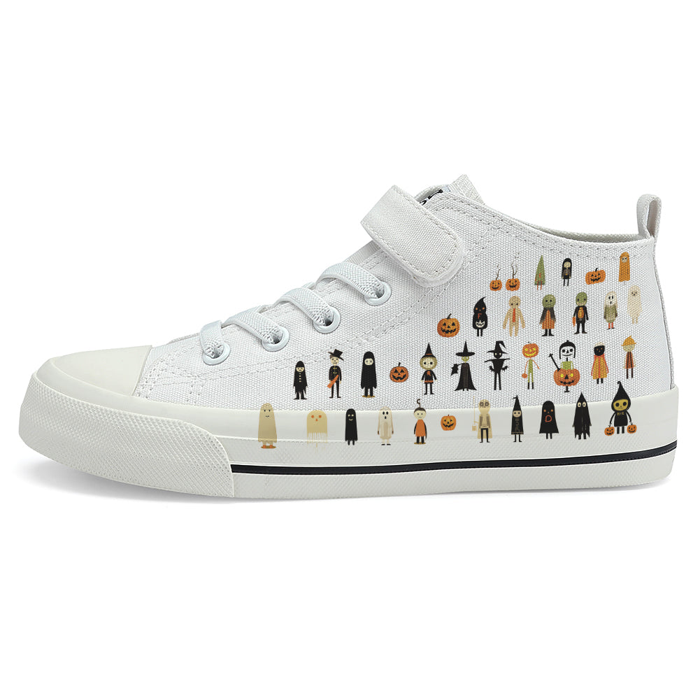 Halloween Ghost Pumpkin Kids High Top Canvas Shoes