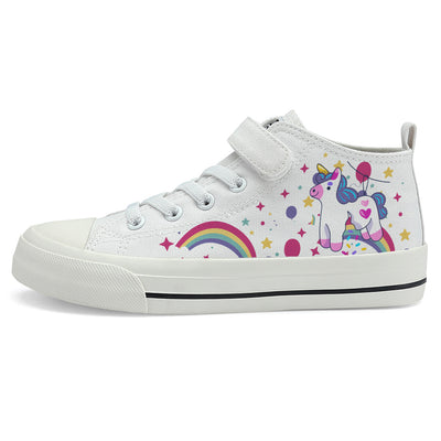 Rainbow Unicorn Kids High Top Canvas Shoes