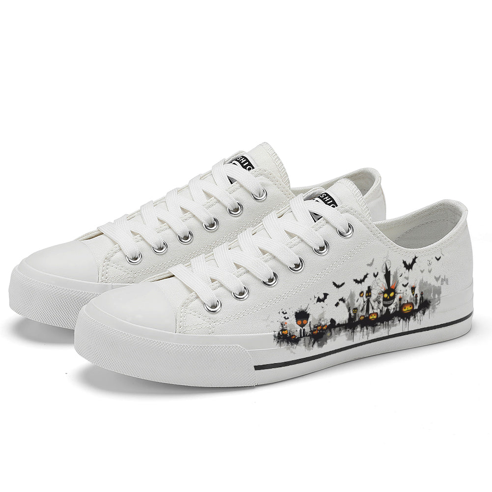 Halloween Basquiat Kids Low Top Canvas Shoes