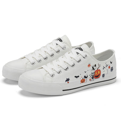 Halloween Pumpkin Kids Low Top Canvas Shoes