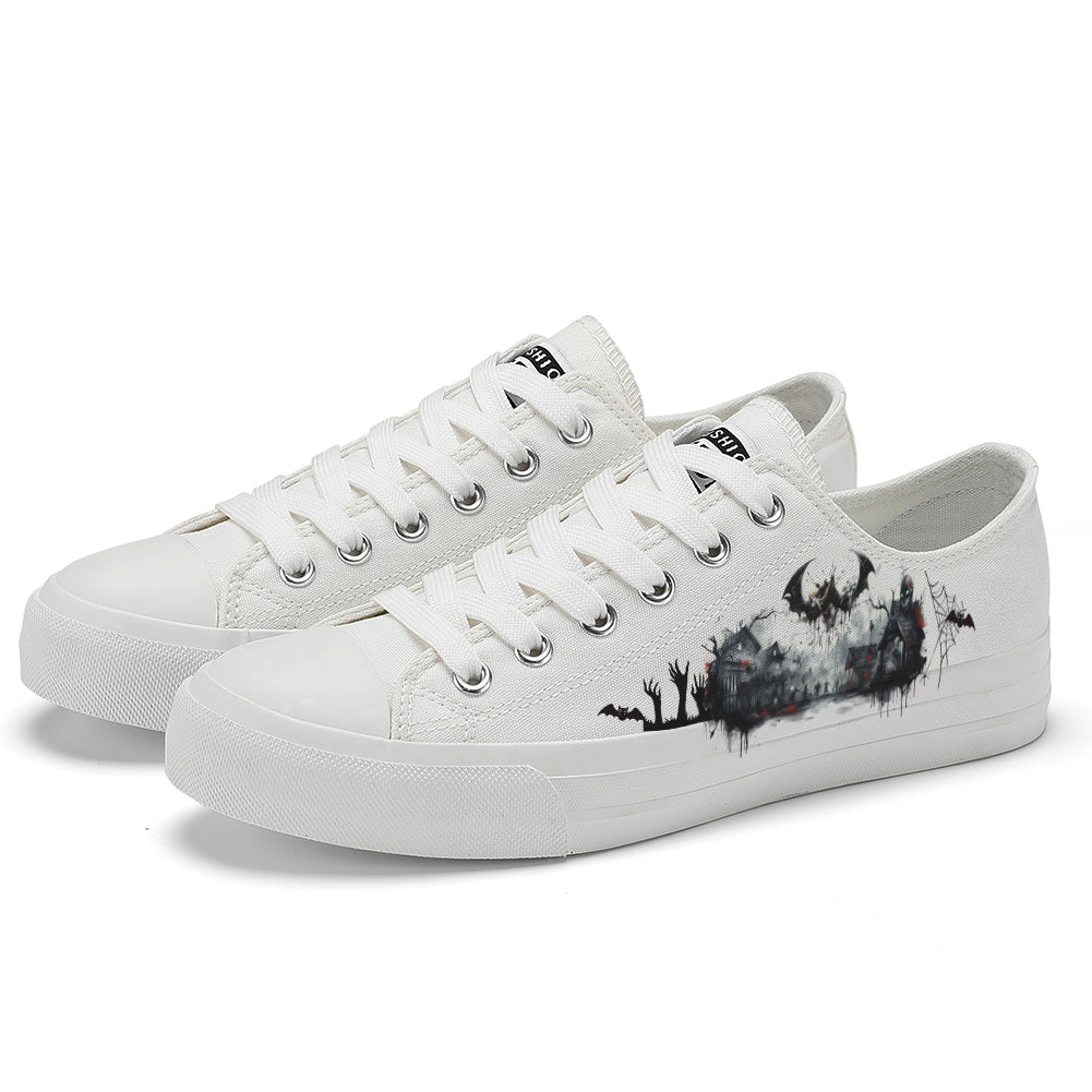 Halloween Ghost Bat Low Top Canvas Shoes