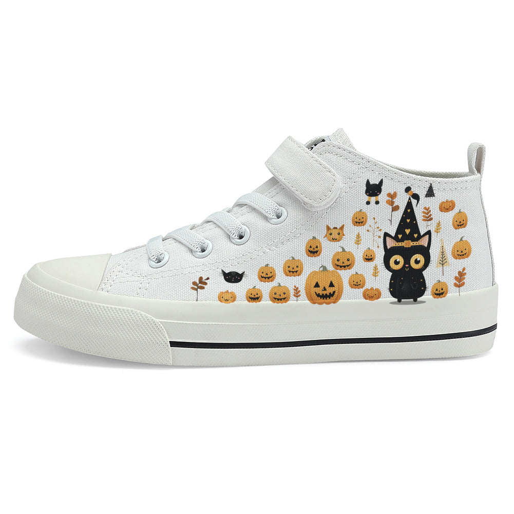 Halloween Pumpkin Kids High Top Canvas Shoes