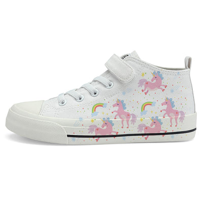 Rainbow Unicorn Kids High Top Canvas Shoes