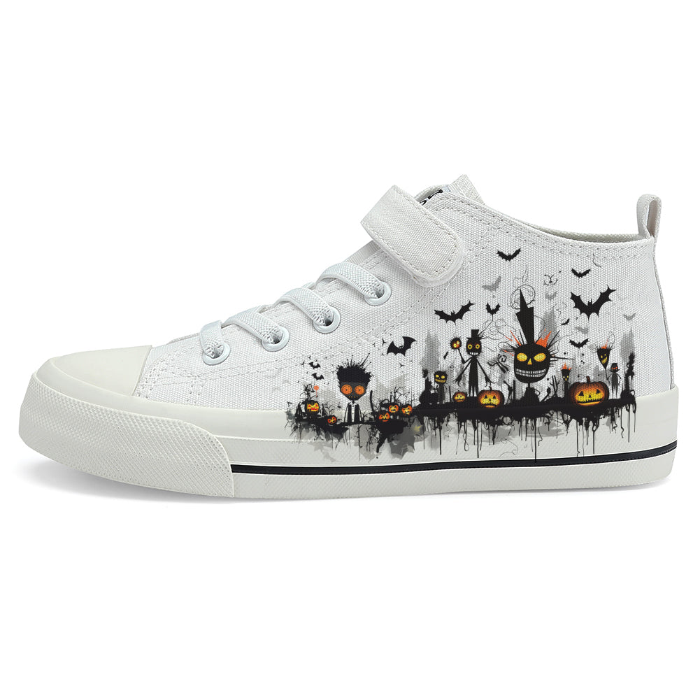 Halloween Basquiat Kids High Top Canvas Shoes