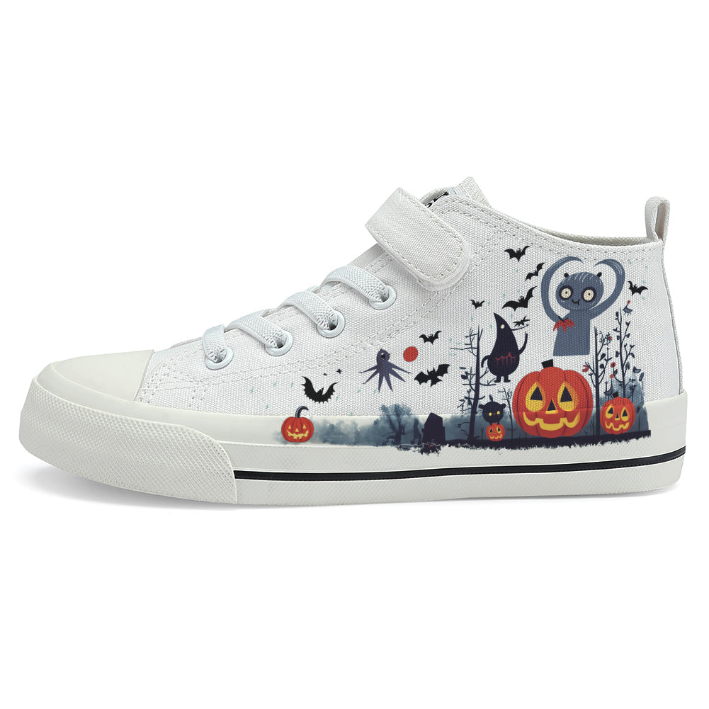 Halloween Pumpkin Kids High Top Canvas Shoes