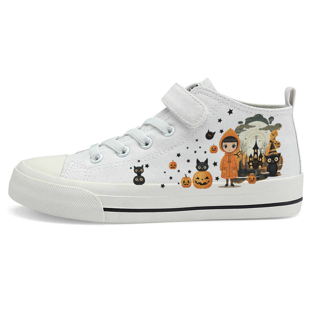 Halloween Castle Witch Kids High Top Canvas Shoes