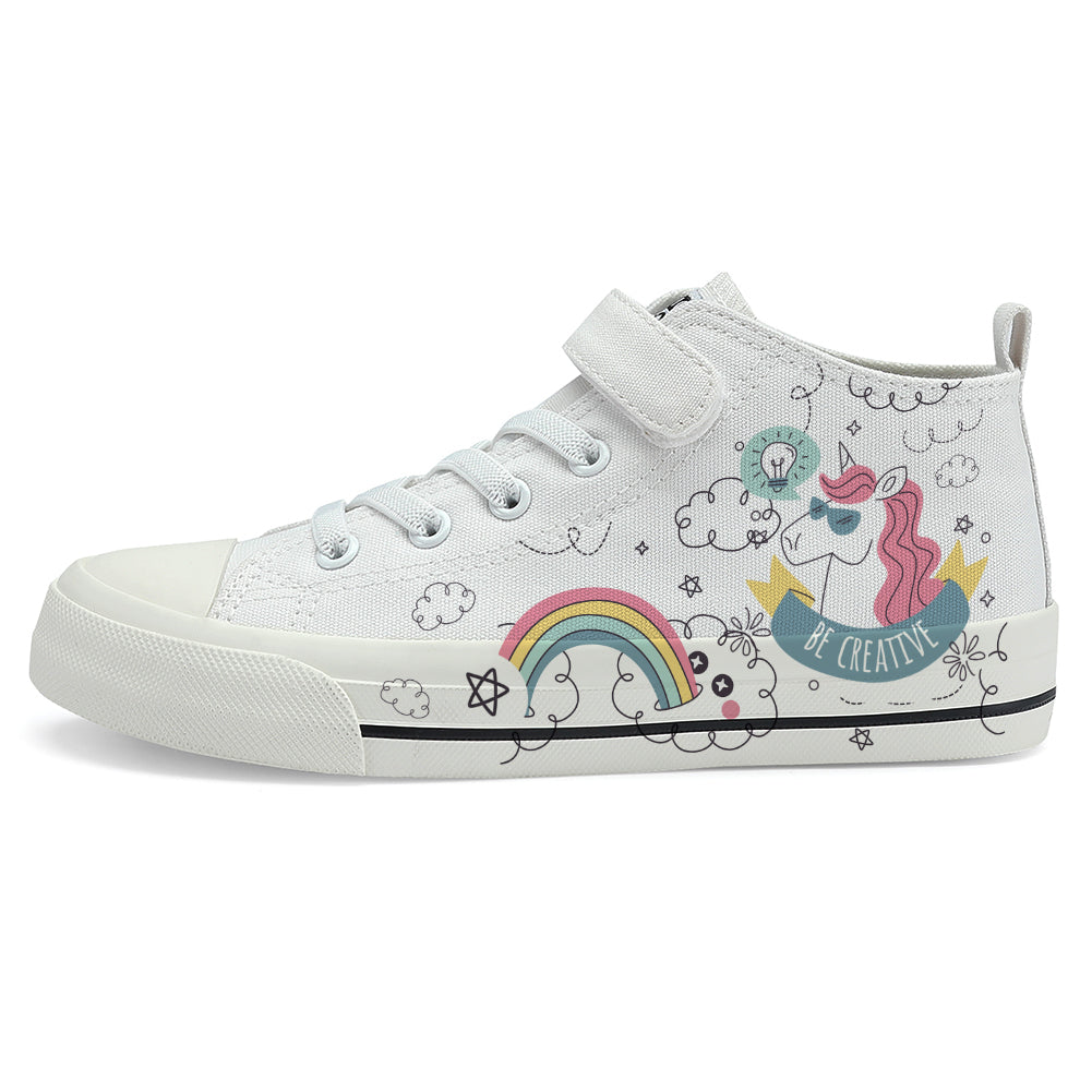 Rainbow Unicorn Kids High Top Canvas Shoes