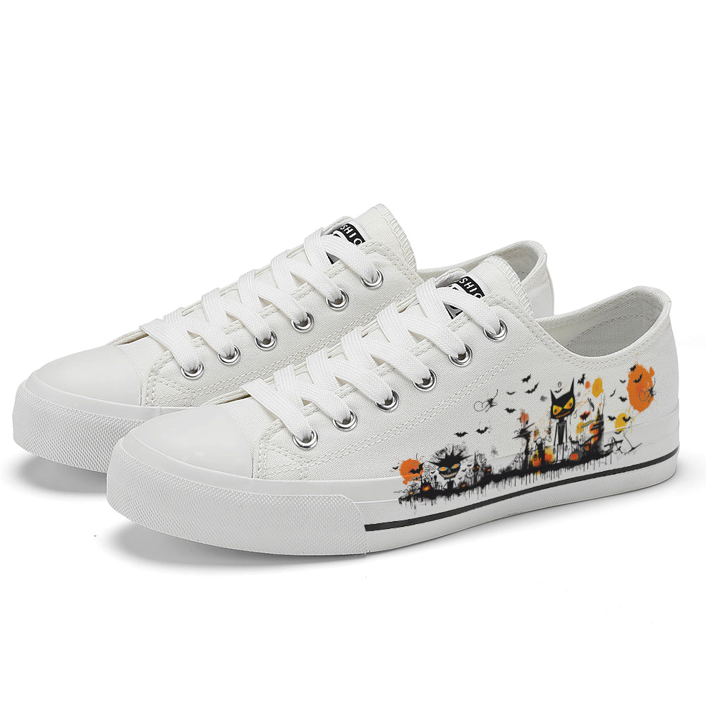 Halloween Basquiat Kids Low Top Canvas Shoes