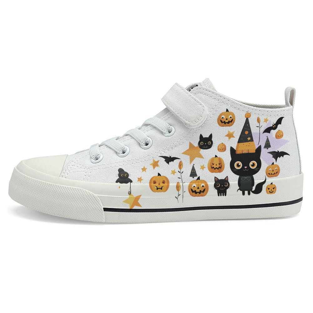 Halloween Pumpkin Kids High Top Canvas Shoes