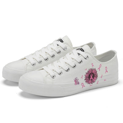 Flower Breast Cancer Low Top Canvas Shoes