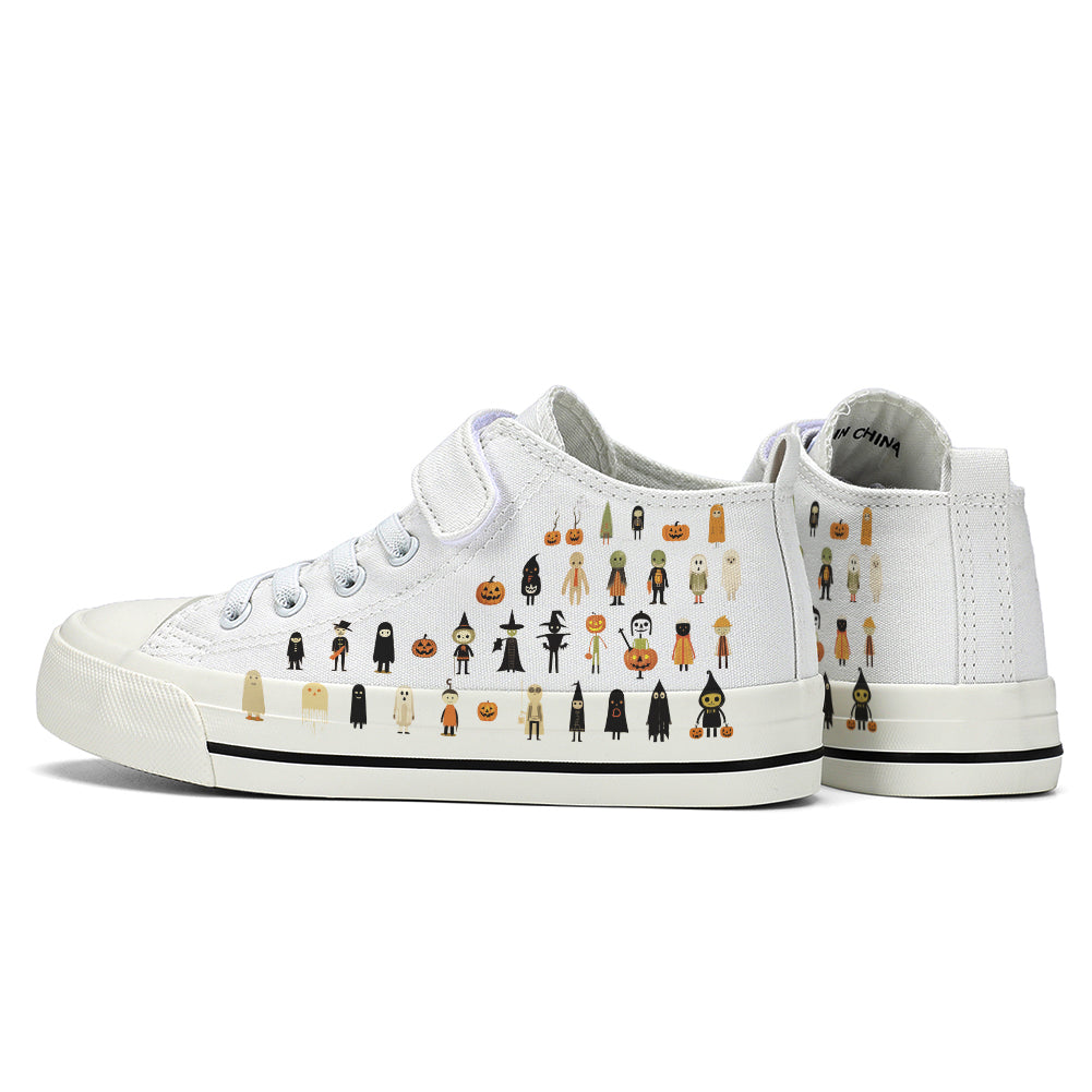 Halloween Ghost Pumpkin Kids High Top Canvas Shoes