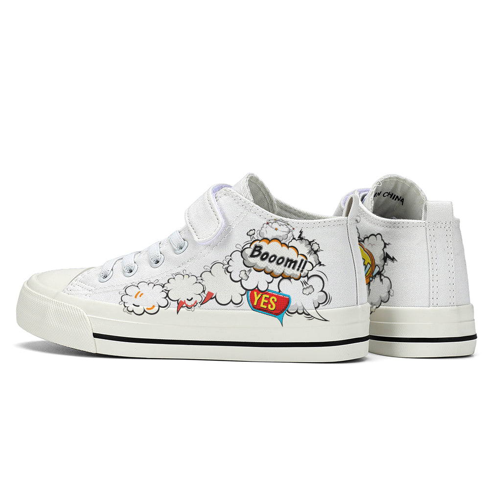 Pop Art Boom Kids High Top Canvas Shoes