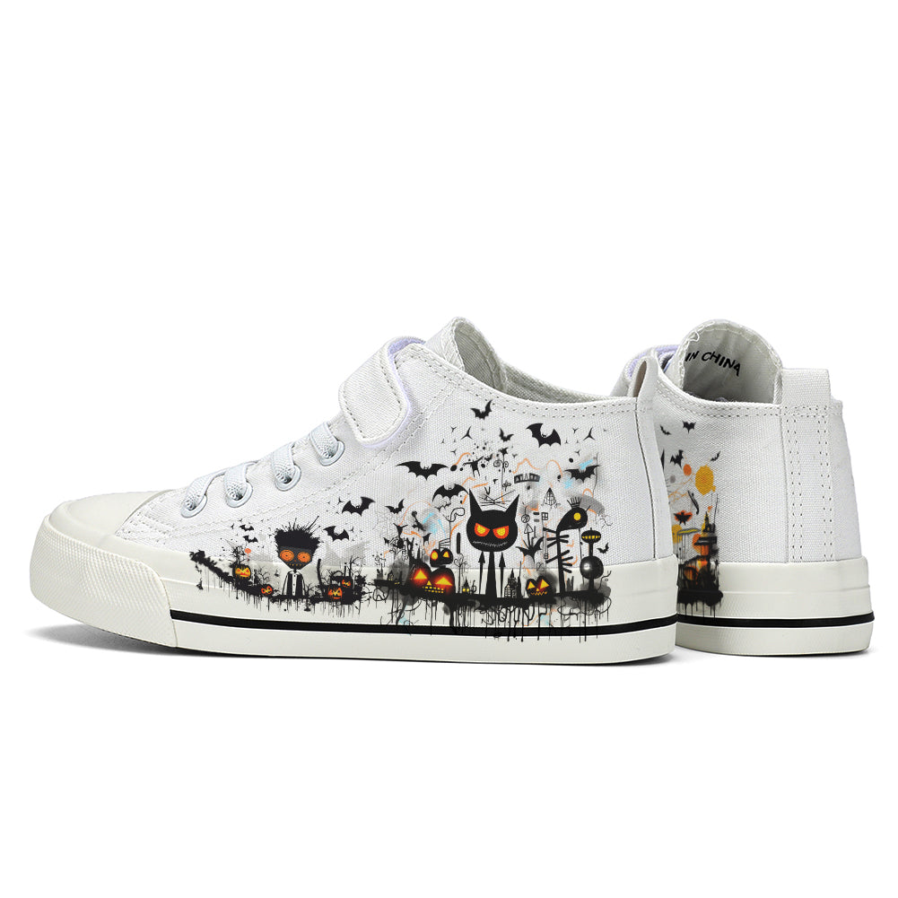 Halloween Basquiat Kids High Top Canvas Shoes