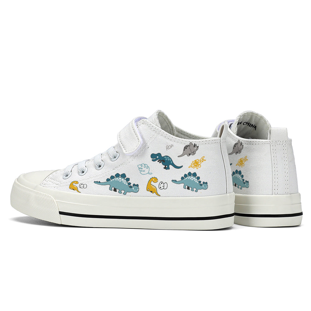 Cute Dinosaur Kids High Top Canvas Shoes