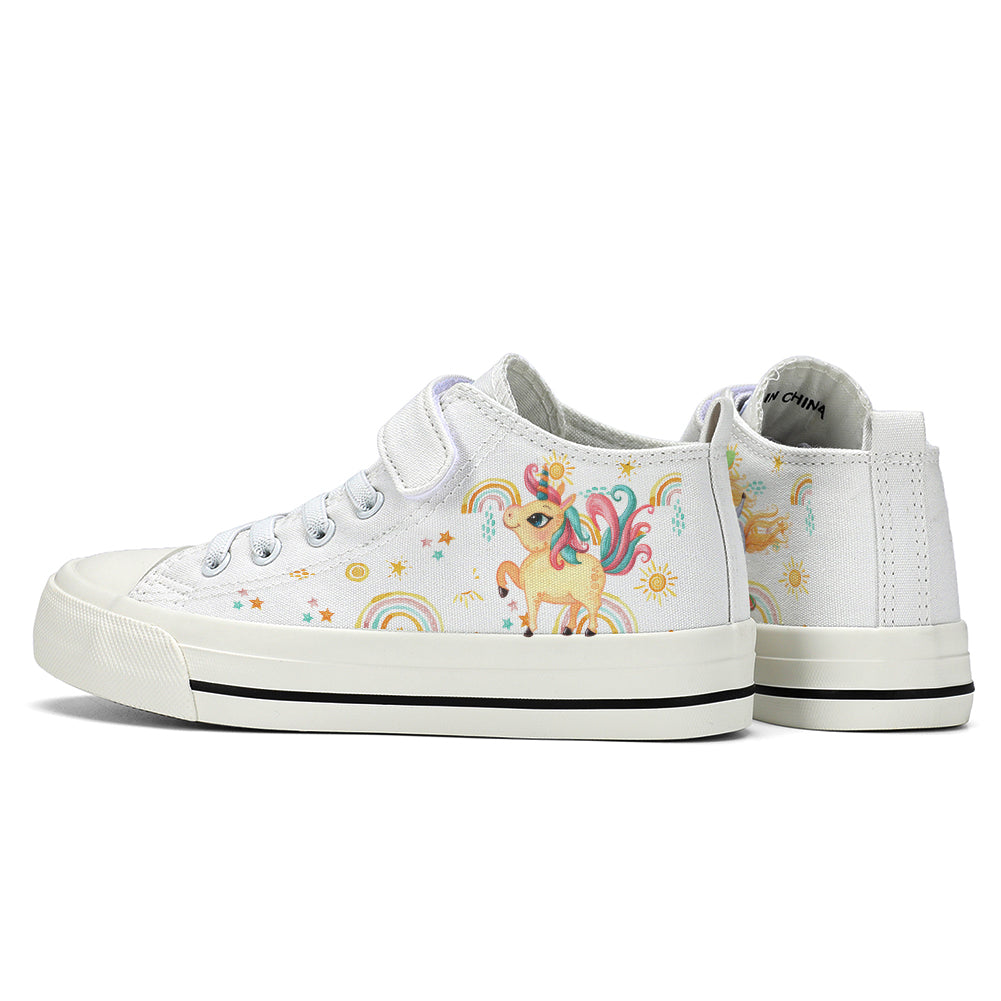 Rainbow Unicorn Kids High Top Canvas Shoes