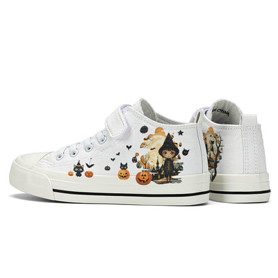 Halloween Castle Witch Kids High Top Canvas Shoes