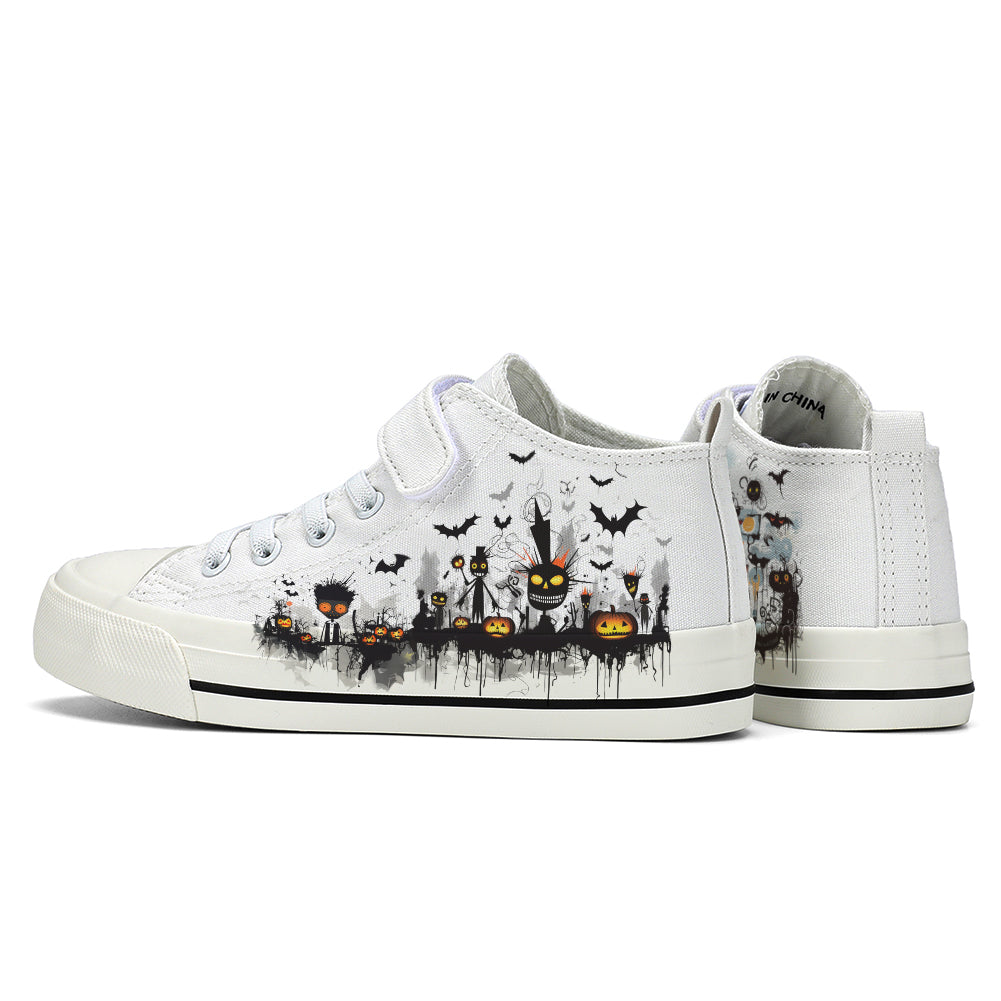 Halloween Basquiat Kids High Top Canvas Shoes