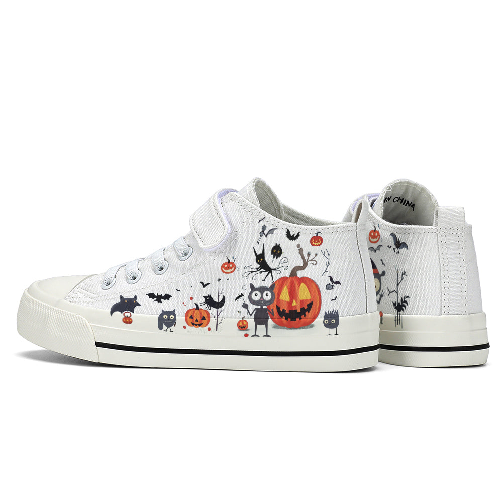 Halloween Pumpkin Kids High Top Canvas Shoes