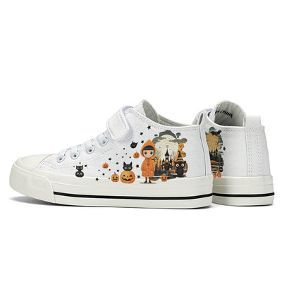 Halloween Castle Witch Kids High Top Canvas Shoes