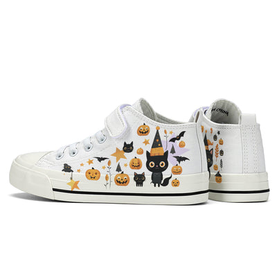 Halloween Pumpkin Kids High Top Canvas Shoes