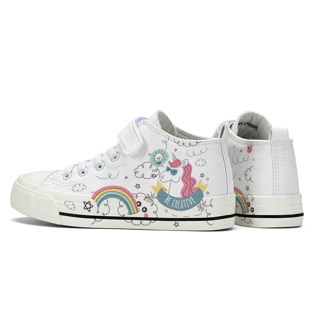 Rainbow Unicorn Kids High Top Canvas Shoes