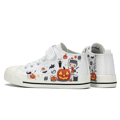 Halloween Pumpkin Kids High Top Canvas Shoes