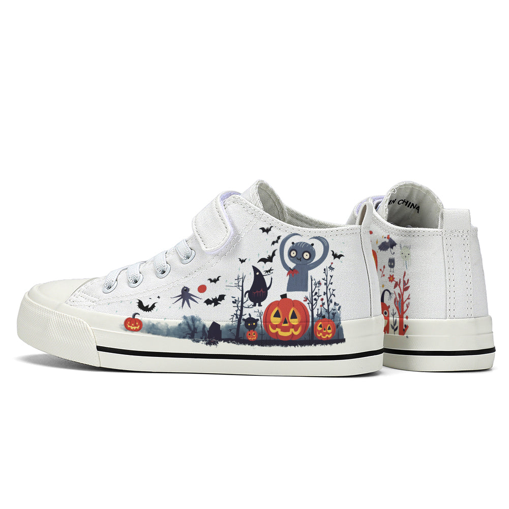 Halloween Pumpkin Kids High Top Canvas Shoes