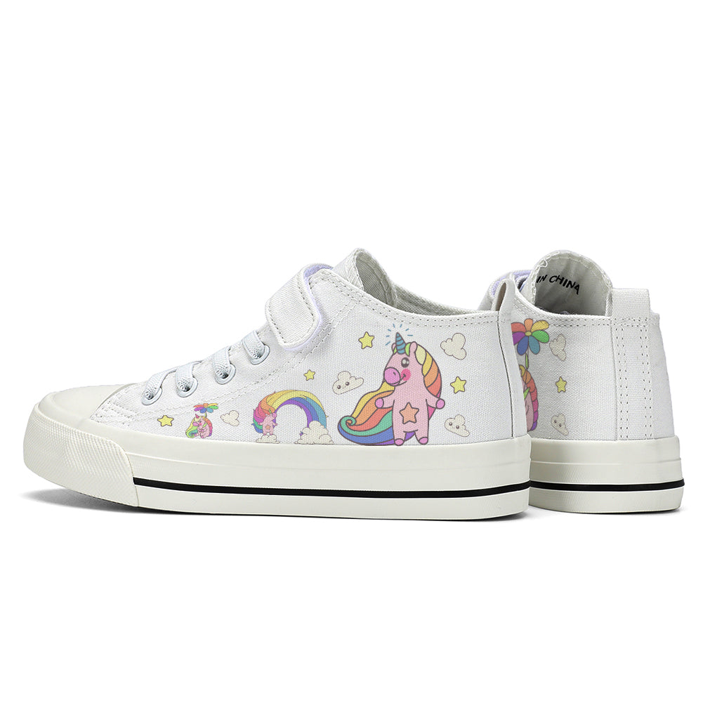 Rainbow Unicorn Kids High Top Canvas Shoes