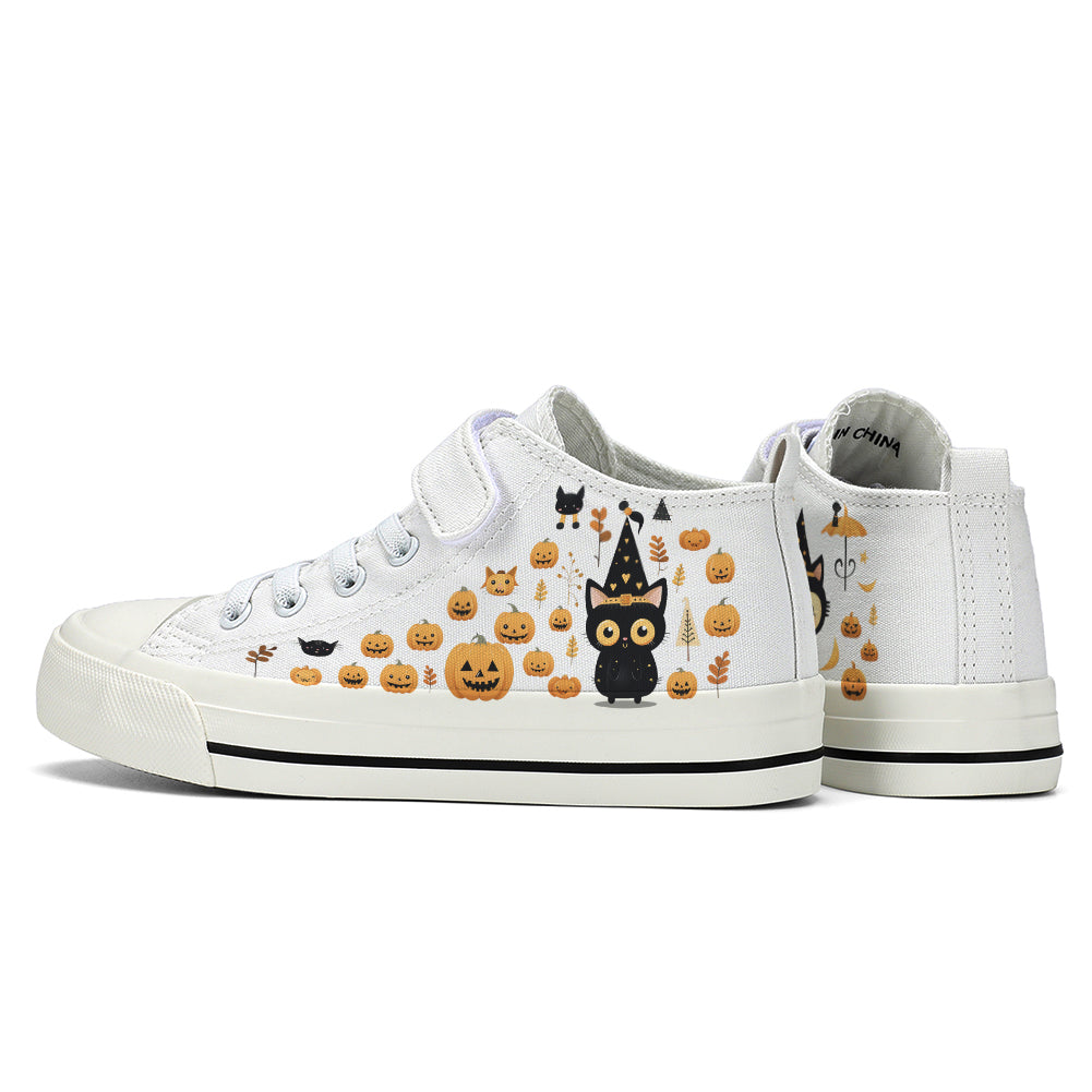 Halloween Pumpkin Kids High Top Canvas Shoes