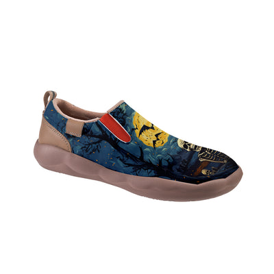 Halloween Starry Night Skull Slip On