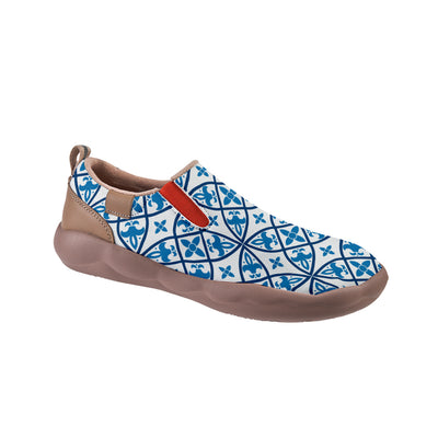 Blue Orange Tile Pattern Slip On