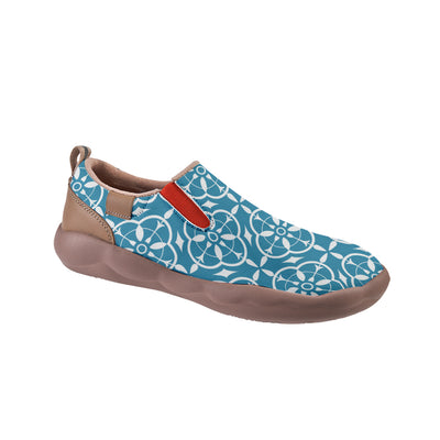 Blue Orange Tile Pattern Slip On