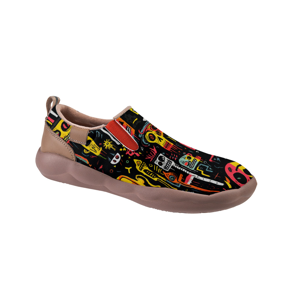 Colorful Graffiti Skull Kids Slip On