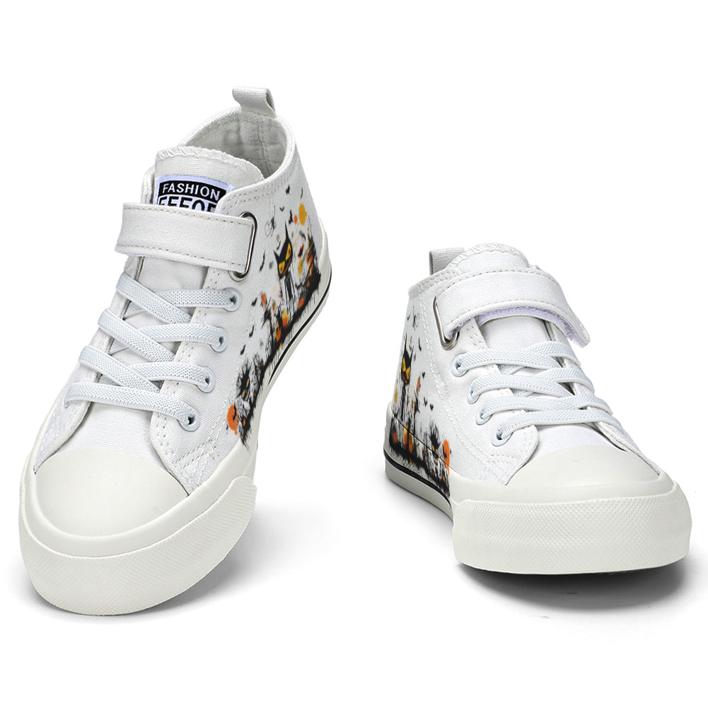 Halloween Basquiat Kids High Top Canvas Shoes