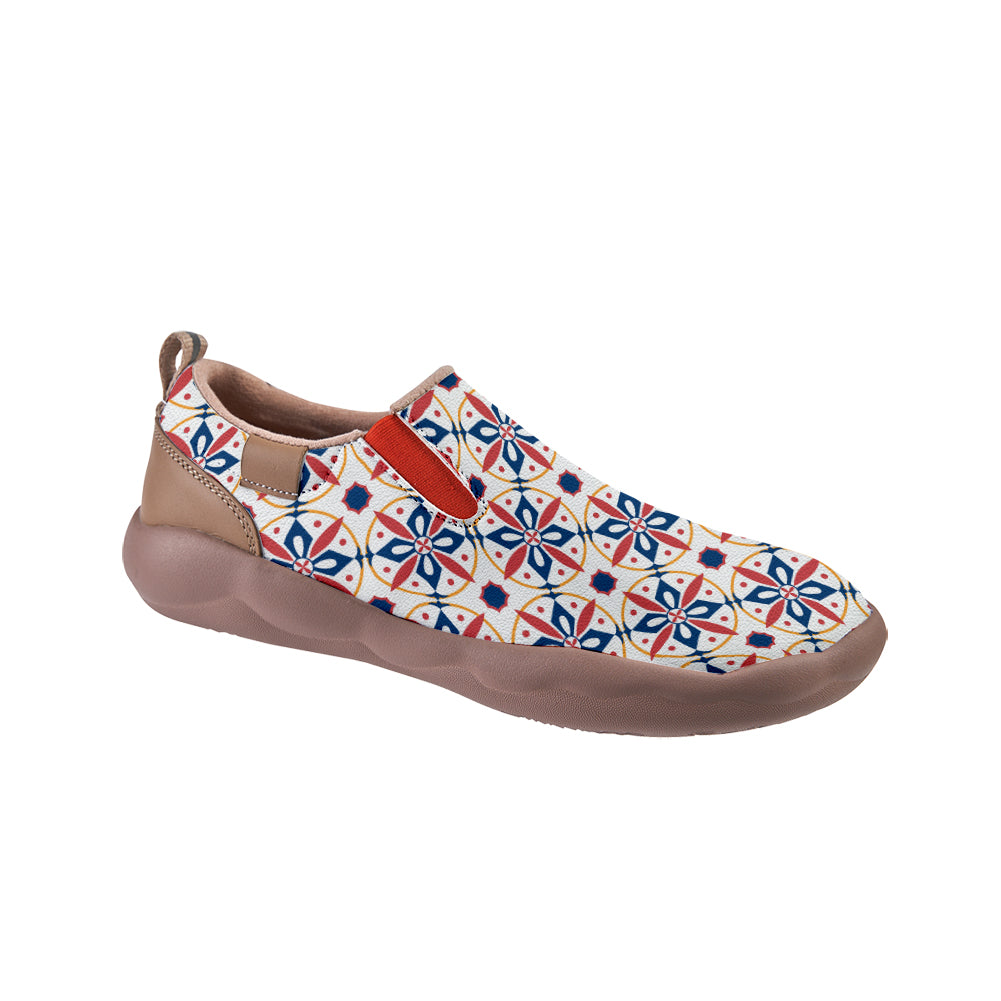 Blue Red Tile Pattern Slip On