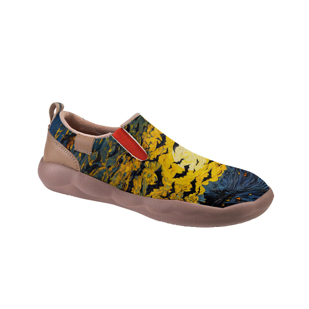 Oil Painting Halloween Bat Kids Slip On