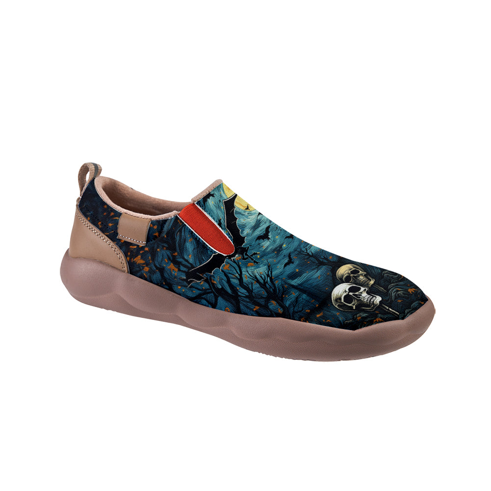 Halloween Starry Night Skull Slip On