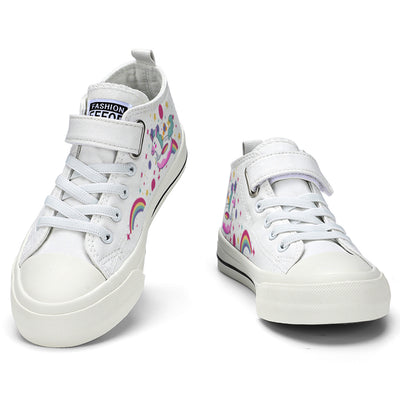 Rainbow Unicorn Kids High Top Canvas Shoes