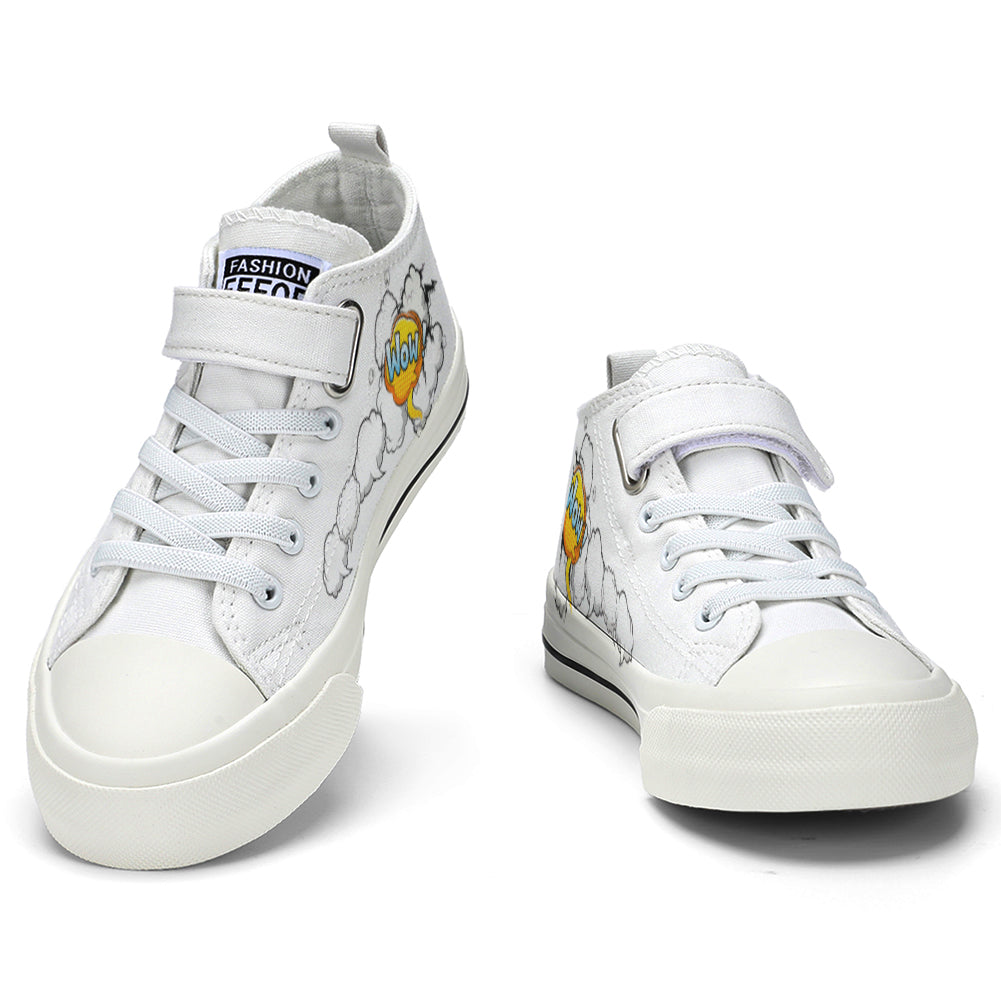 Pop Art Boom Kids High Top Canvas Shoes