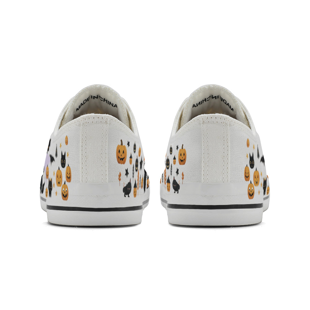 Halloween Pumpkin Kids Low Top Canvas Shoes