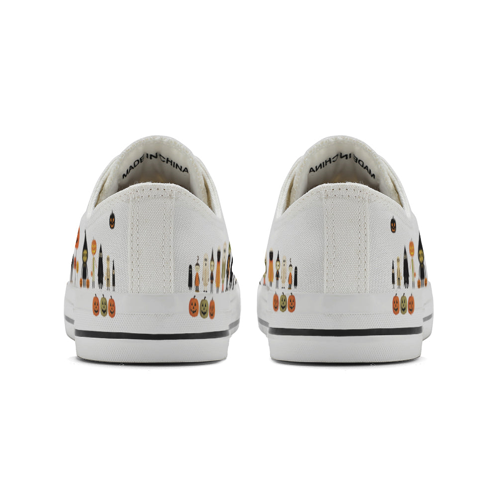 Halloween Ghost Pumpkin Kids Low Top Canvas Shoes