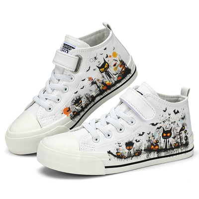 Halloween Basquiat Kids High Top Canvas Shoes