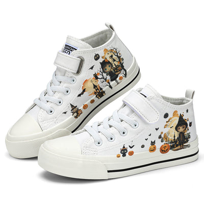 Halloween Castle Witch Kids High Top Canvas Shoes