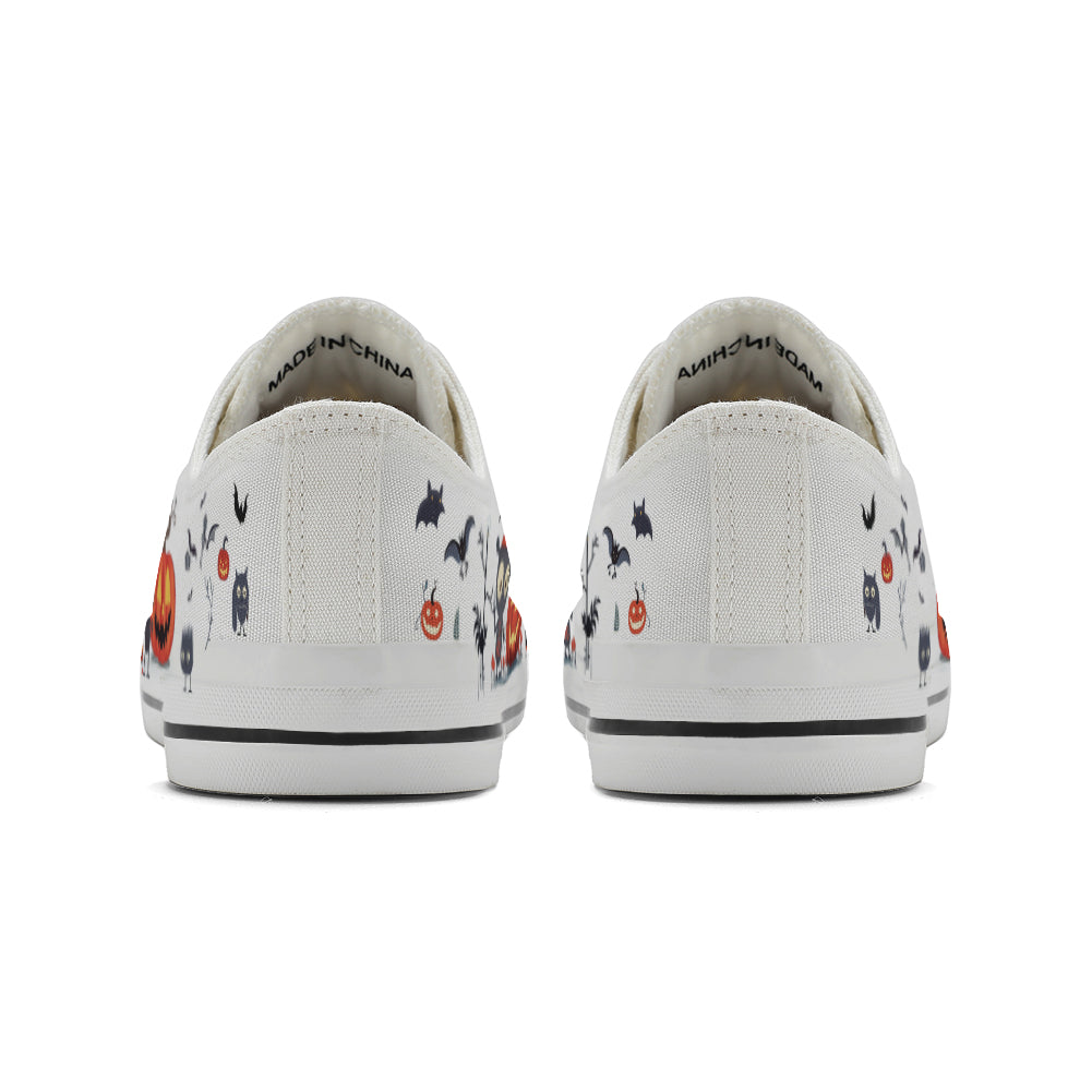 Halloween Pumpkin Kids Low Top Canvas Shoes